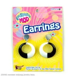 Mod Black And White Hoop Earrings