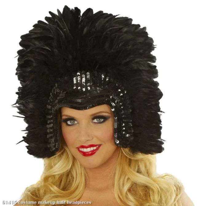 Black Vegas Showgirl Headpiece Adult 3 Black Vegas Showgirl Headpiece Adult