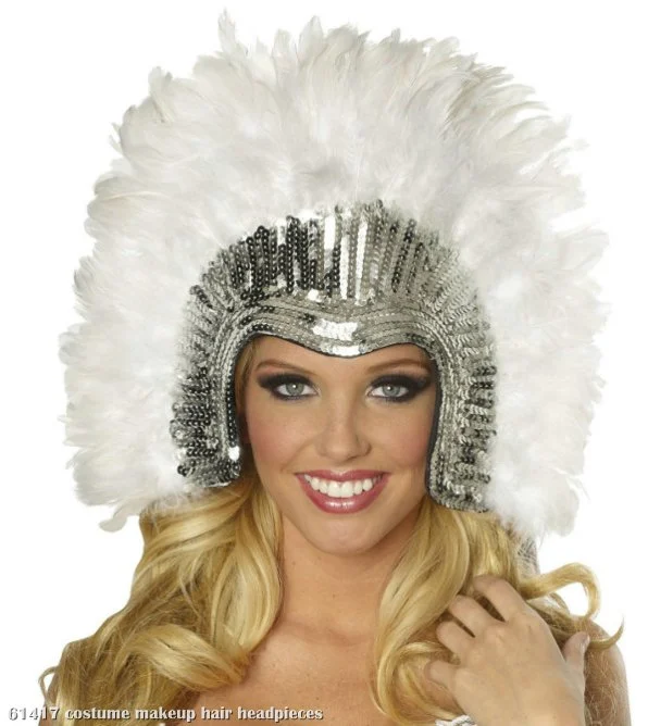 White Vegas Showgirl Headpiece Adult 3 White Vegas Showgirl Headpiece Adult