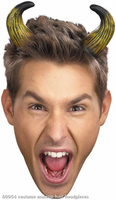 Short Bent Tan Horns Adult 3 Short Bent Tan Horns Adult