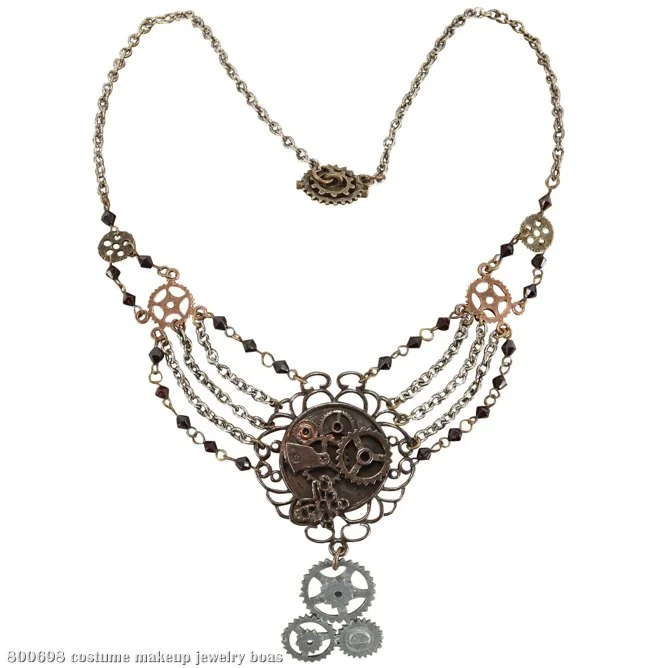 Steampunk Gear Chain Antique Necklace Adult 3 Steampunk Gear Chain Antique Necklace Adult