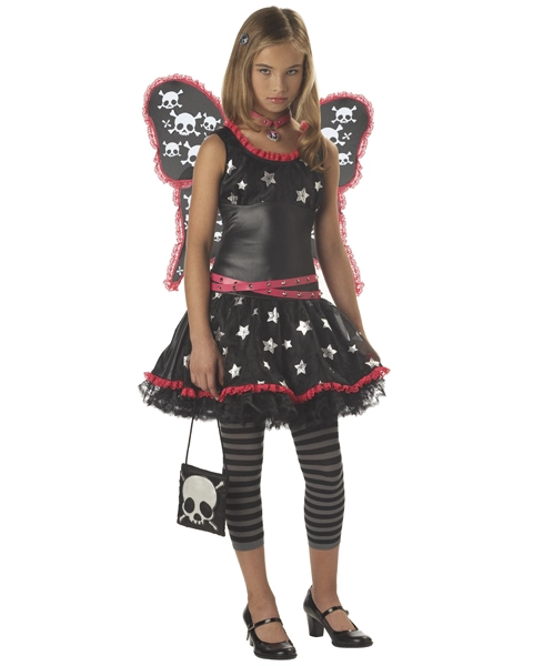 Tween Skulls And Stars Gothic Fairy Costume 3 Tween Skulls And Stars Gothic Fairy Costume