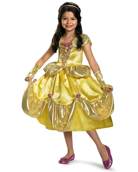 Deluxe Shimmer Disney Belle Girls Costume 3 Deluxe Shimmer Disney Belle Girls Costume