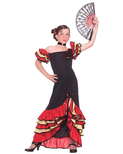 Girls Flamenco Girl Costume 3 Girls Flamenco Girl Costume