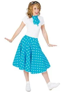 Blue Sock Hop Skirt Womens Costume