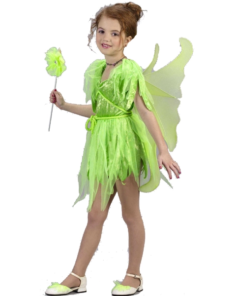 Girls Green Neverland Fairy Costume 3 Girls Green Neverland Fairy Costume